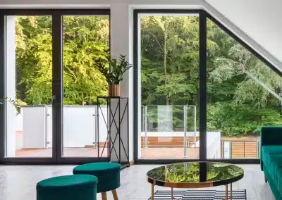 Hinged doors with windows