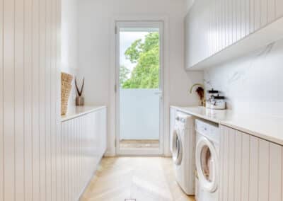 Hinged door in laundry